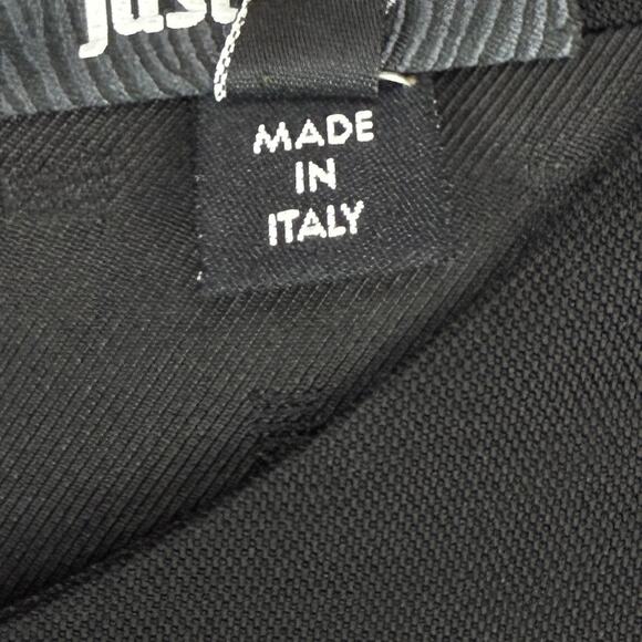 JUST CAVALLI Roberto Cavalli Midi Black Shift Dress W/ Multi Trim Size 8 Wool - Picture 5 of 10